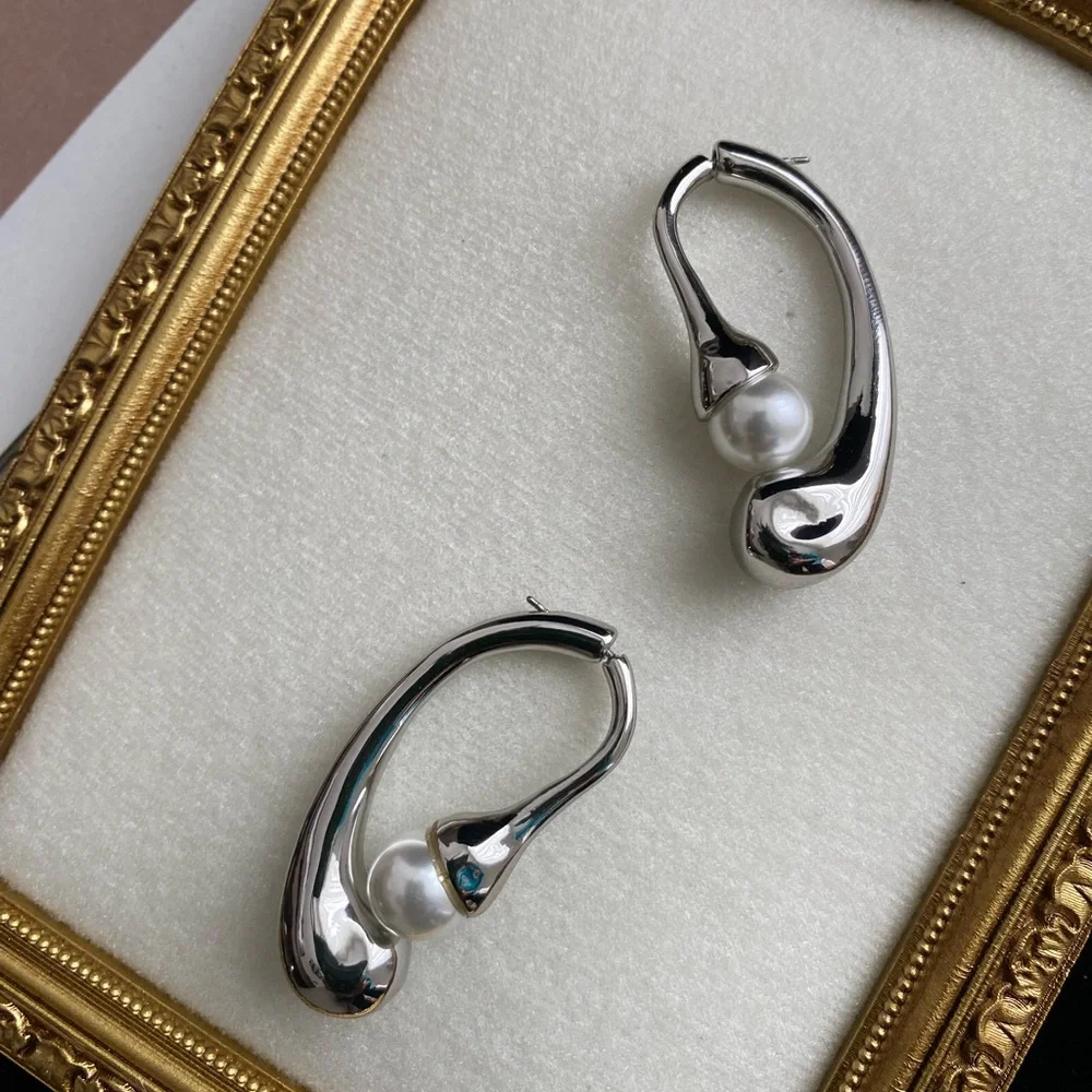 Silver and Pearl Earrings - 2 stylish wearing options -pls read the description - Picture 4 of 6